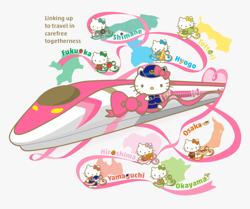 Hello Kitty Bullet Train - Hello Kitty Shinkansen Route, HD Png Download