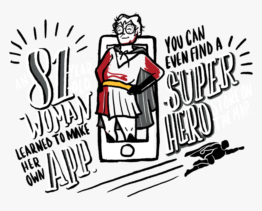 An 81 Year Old Woman Learned To Make Her Own App - Cartoon, HD Png Download