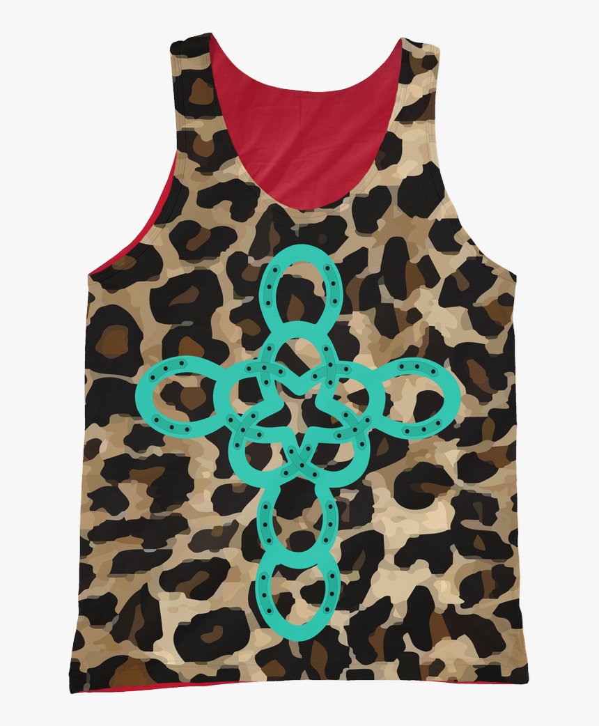 Turquoise Cross Animal Print Tank - Active Tank, HD Png Download