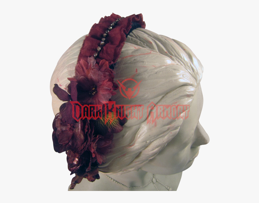 Burgundy Vintage Velvet Headband - Artificial Flower, HD Png Download