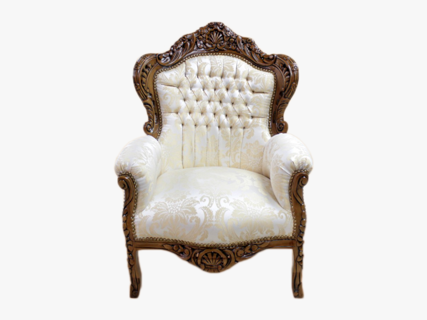 Big Baroque Armchair Brown Frame, Biege Royal Flowers - Fauteuil, HD Png Download