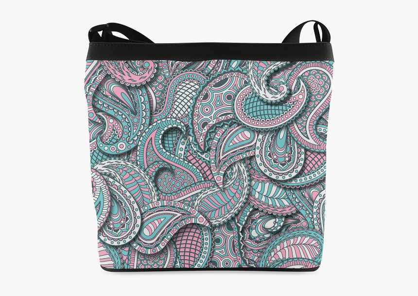 Pink Teal White Fun Ornate Paisley Pattern Crossbody - Messenger Bag, HD Png Download