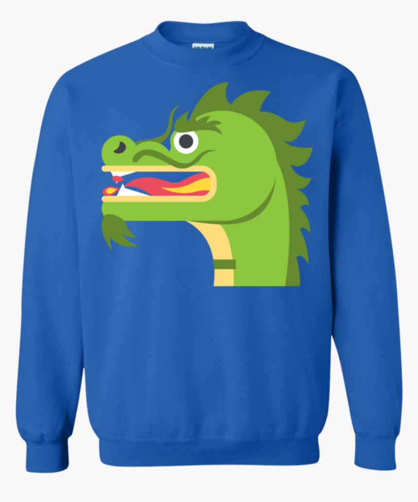Dragon Face Emoji Sweatshirt - Dark Heather Gildan, HD Png Download
