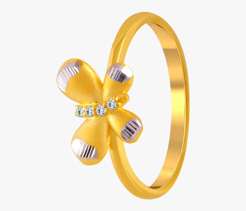 22kt Yellow Gold And American Diamond Ring For Women - Ring, HD Png Download