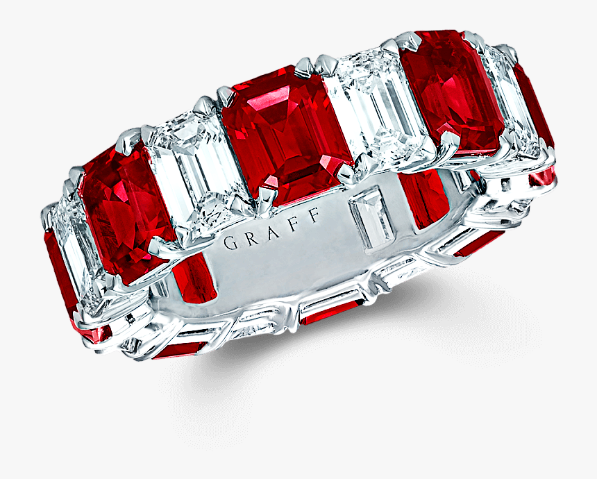 A Graff Emerald Cut Rubies And Diamonds Wedding Band - Graff Diamond And Emerald Bands, HD Png Download