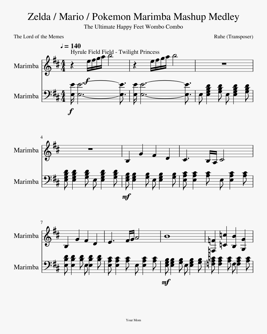 Thomas Bergersen Immortal Sheet Music , Png Download - Pokemon Marimba, Transparent Png