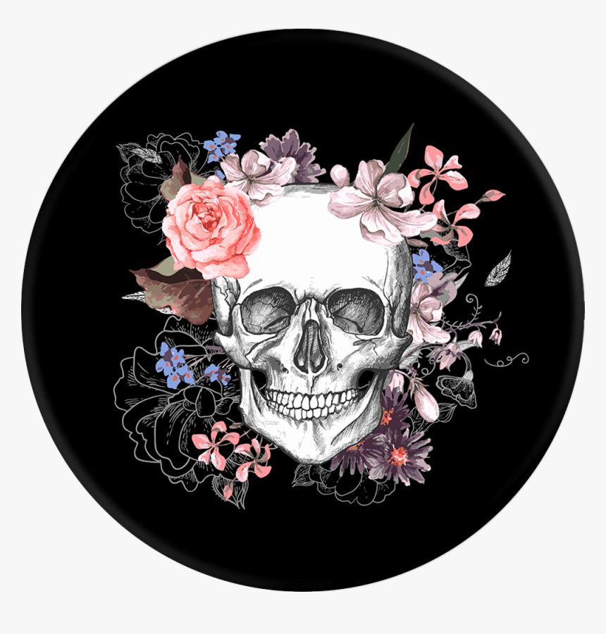 Skull And Flowers, HD Png Download