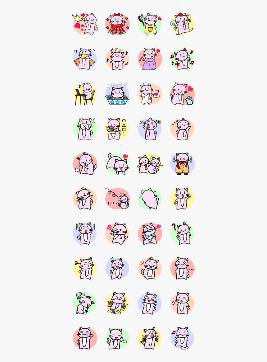 Kawaii Sticker Of The Pink Cat - Png Kawaii Line Stickers, Transparent Png