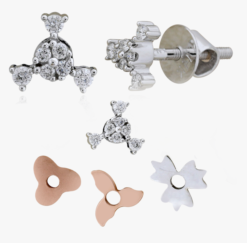 Elegant Platinum Diamond Nose Pin - Earrings, HD Png Download