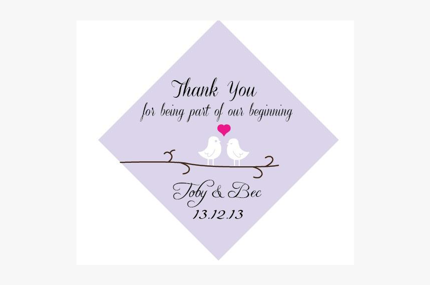 Love Birds Personalised Wedding Thank You Favour Gift - Calligraphy, HD Png Download