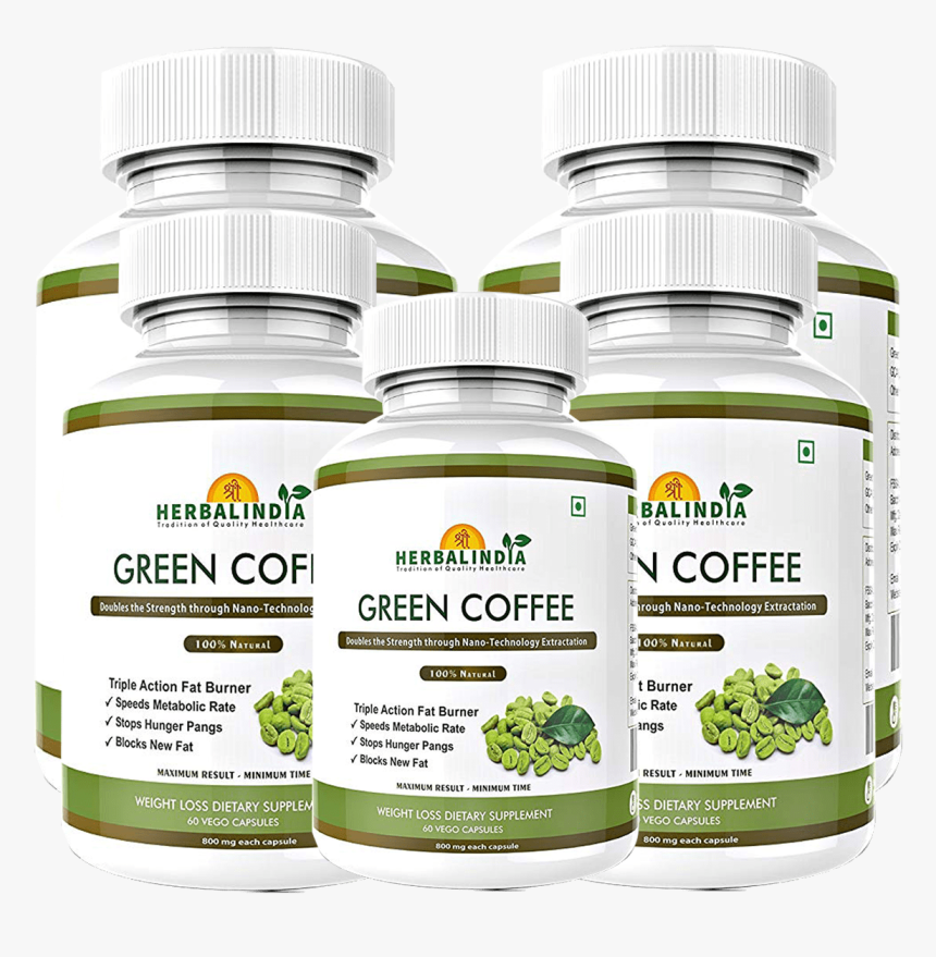 Green Coffee Bean Extract 5 Bottles - Green Coffee Extract, HD Png Download