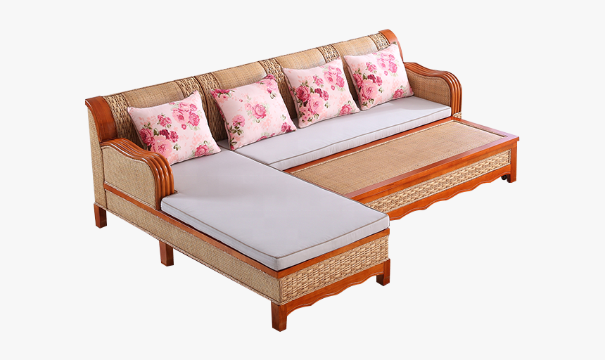 New Design Cane Wood Sofa Cum Bed And Table Living - Sofa Cum Bed Wood, HD Png Download