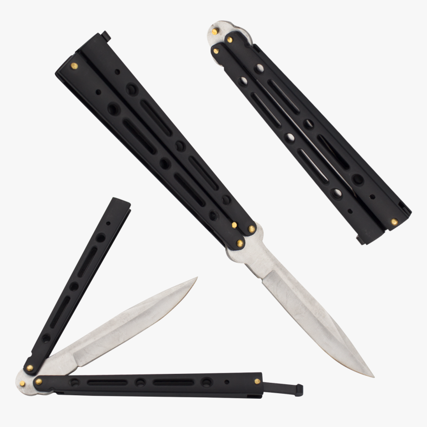 Butterfly Knife Black And Silver, HD Png Download