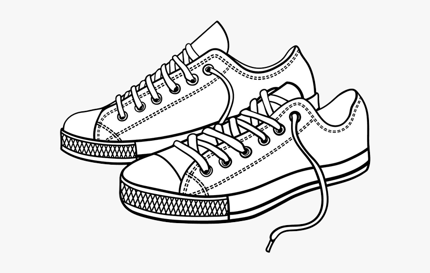 Coloring Shoes Tennis Shoes Side - Tennis Shoes Clip Arts, HD Png Download