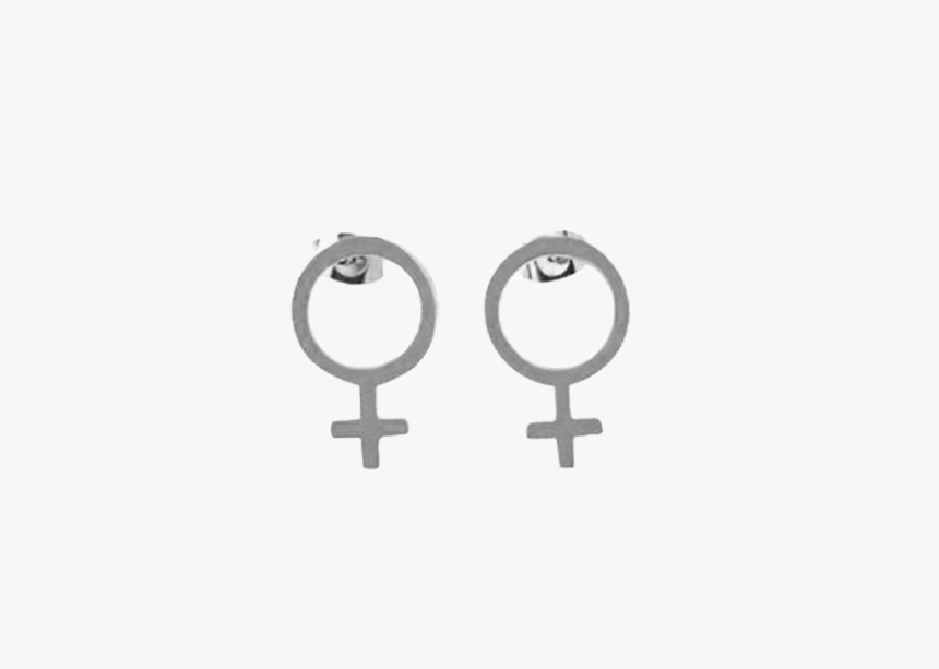 Silver Venus Symbol Stud Earrings, HD Png Download