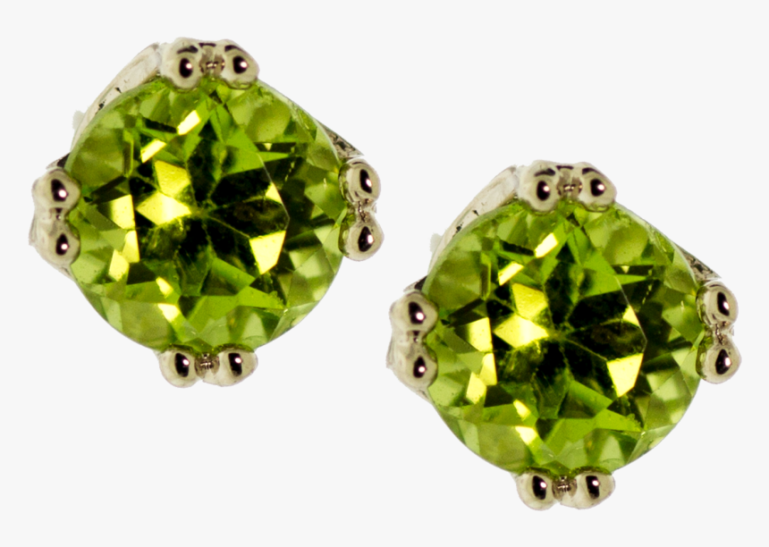 14k White Gold Peridot Earrings, HD Png Download