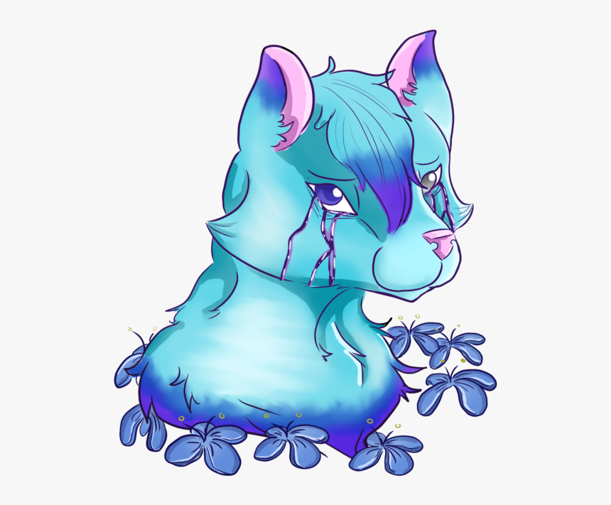Sad Blue Wolf Digital Art - Cartoon, HD Png Download