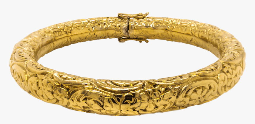 22k Yellow Gold Fancy Engraved Bangle Bracelet - Bangle, HD Png Download