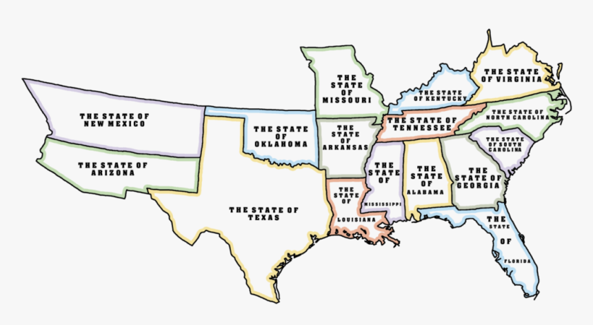 Map Of The Second Confederate States America By Theko9isalive - Confederate States Only Map, HD Png Download