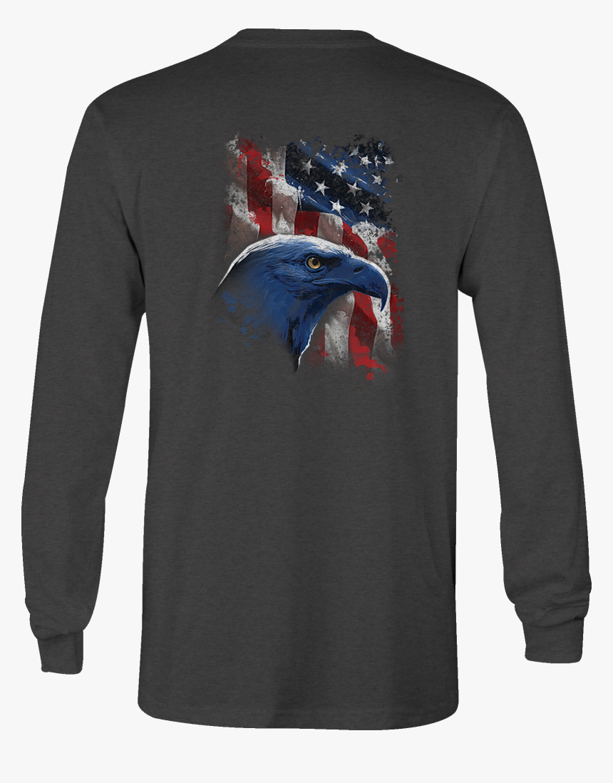 Long Sleeve Tshirt American Flag Eagle Vintage Usa - T-shirt, HD Png Download