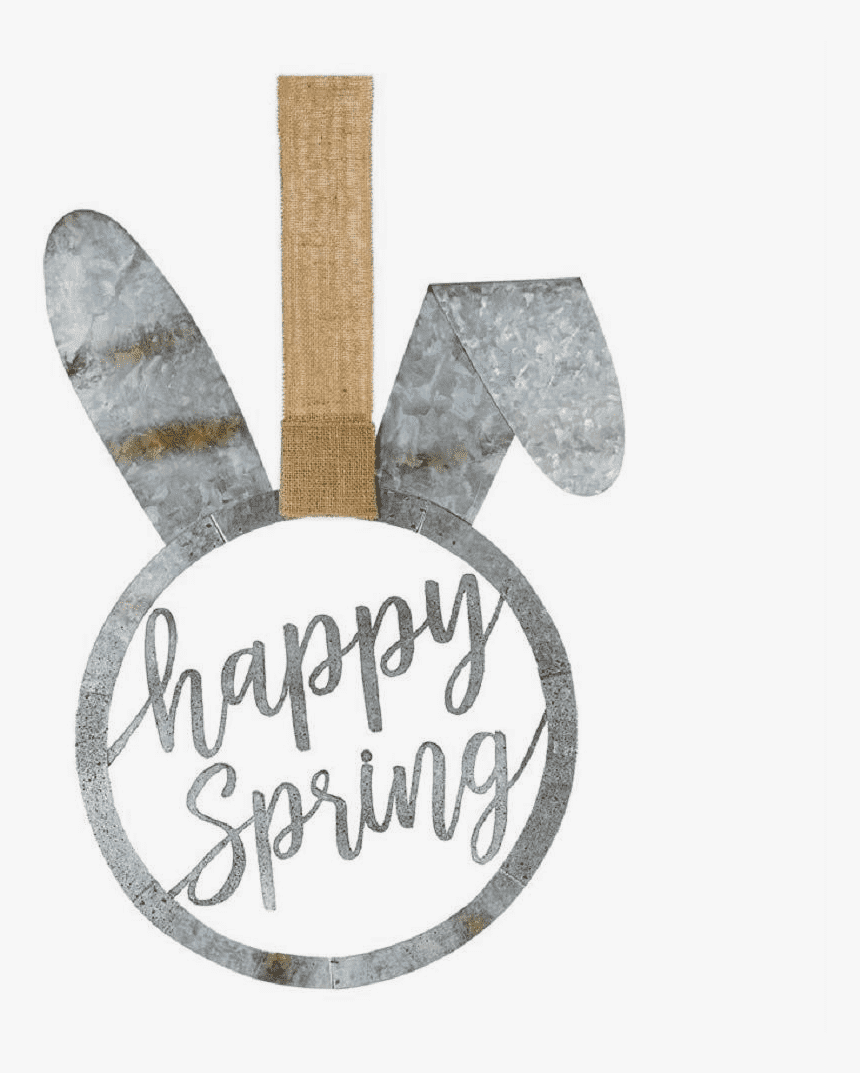 Metal Bunny Door Hanger Happy Spring - Calligraphy, HD Png Download