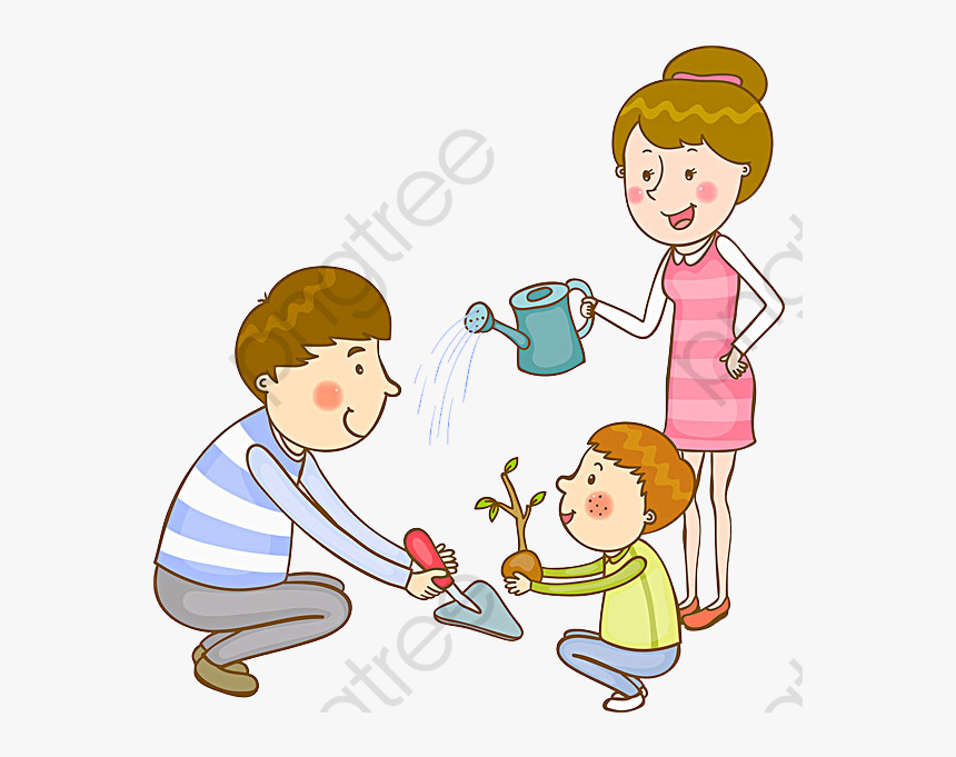 Tree Planting Children Clipart - Kids Planting Clipart Png, Transparent Png
