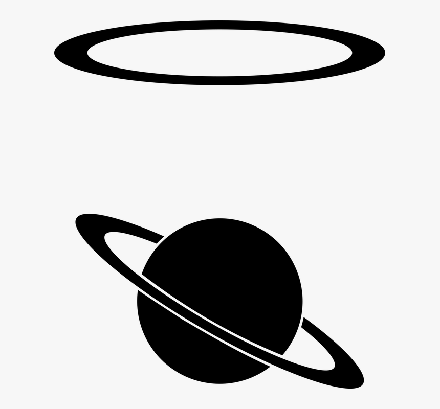 Astronomical, Astronomy, Celestial, Gas Giant, Planet - Saturn Black And White, HD Png Download