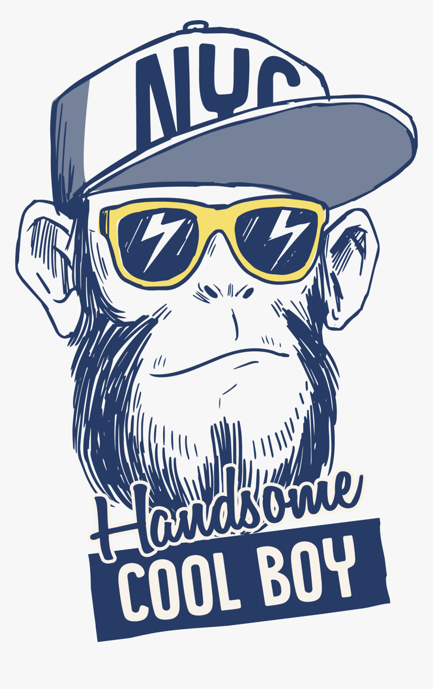 Sketch Monkey T-shirt Gorilla Logo Lovely Clipart - Cool Boy Monkey, HD Png Download