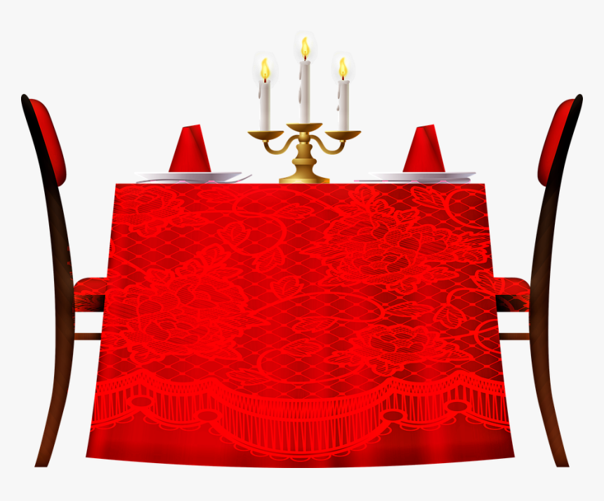 Mesa De Comedor, Rojo Mantel, Velas, Romántico, Encaje - Candlelight Dinner Clipart, HD Png Download