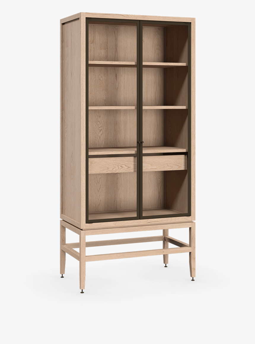 Coquo Volitare White Oak Solid Wood Modular 2 Glass - Bookcase, HD Png Download