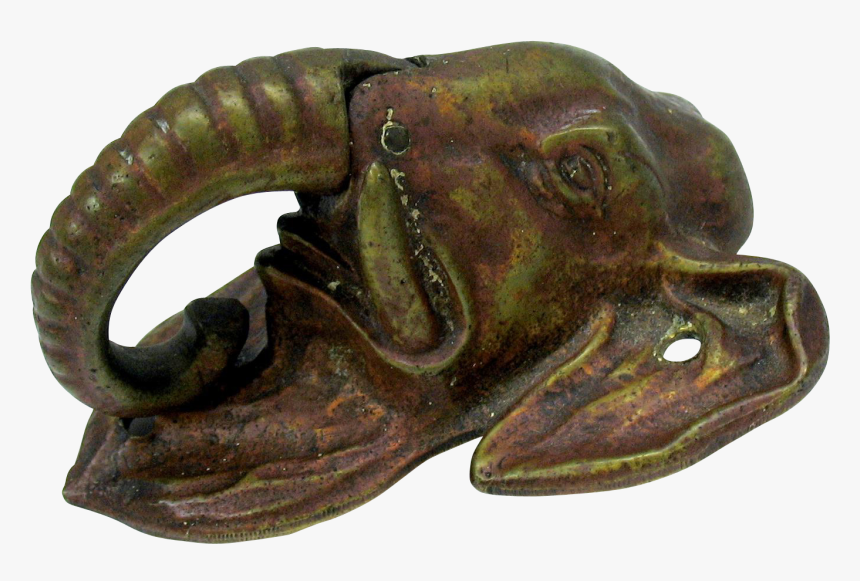 Antique Bronze Figural Elephant Head Dook Knocker - Bronze Sculpture, HD Png Download