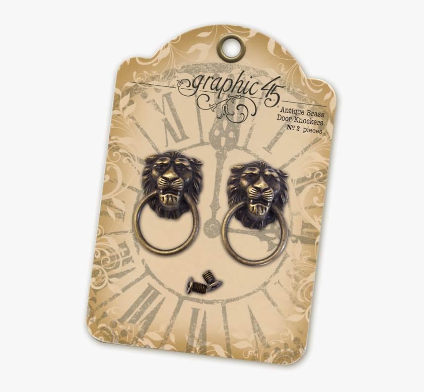 Antique Brass Door Knockers - Graphic 45 Staples Square Tag & Clock, HD Png Download