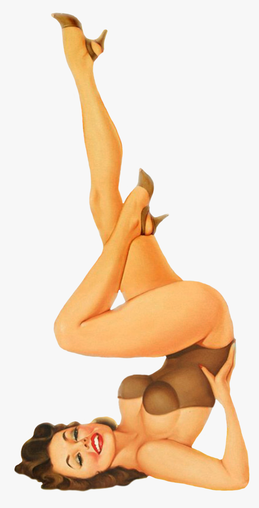 Vintage Pin-up Girl Upside Down - Vintage Pin Up Girl Png, Transparent Png