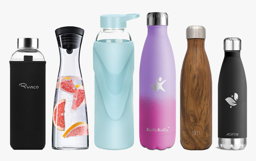Botellas De Cristal Y Botellas Térmicas - Water Bottle, HD Png Download