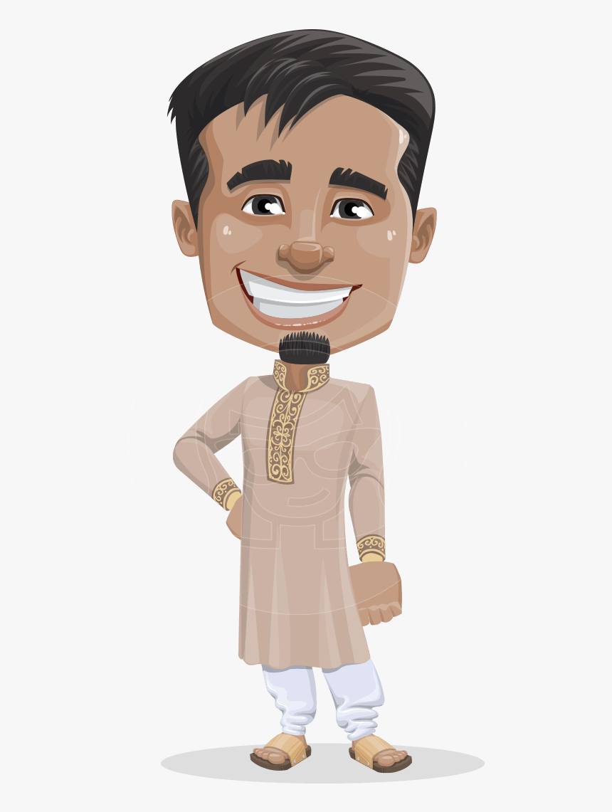 Indian Man Cartoon Vector Character Aka Sunder - Indian Man Cartoon Characters, HD Png Download