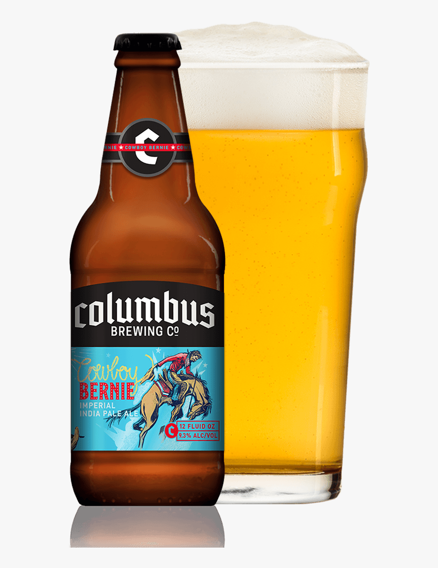 Cbc Cowboy Bernie Bottle And Glass - Ipa Glass And Bottle, HD Png Download