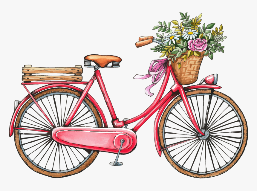 Bicycle Wedding Invitation Save The Date Watercolor - Vintage Bike Png, Transparent Png
