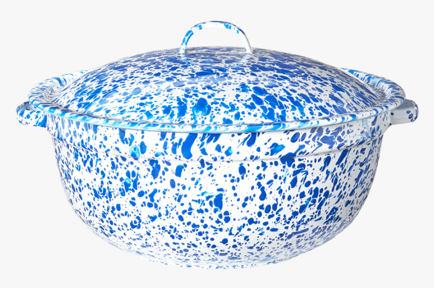 Blue Splatterware Enamel Casserole Pot - Ceramic, HD Png Download