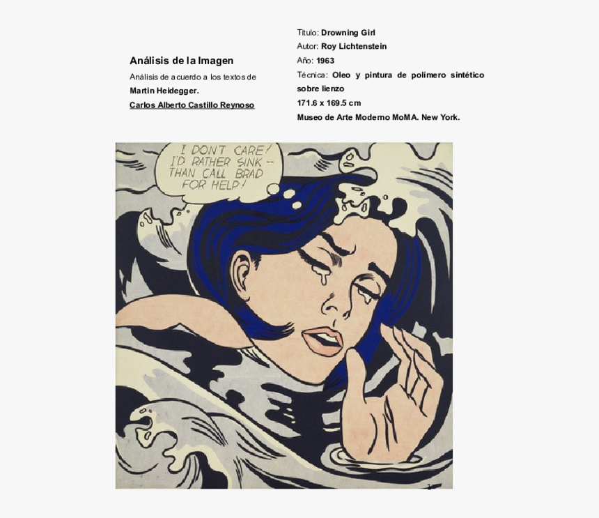 Roy Lichtenstein Drowning Girl, HD Png Download