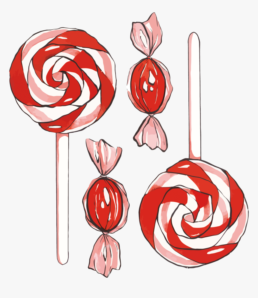 Lollipop Cotton Candy Watercolor Painting - Watercolor Candy Cane Png, Transparent Png