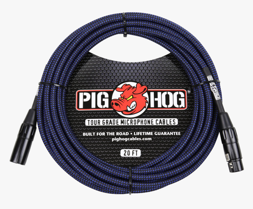 Pig Hog Mic Cable Black & Blue Woven Xlr 20ft - Pig Hog Microphone Cable Woven, HD Png Download