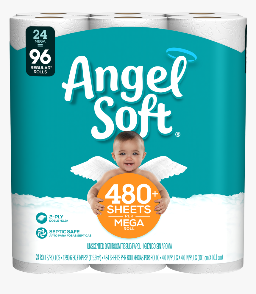 Angel Soft Toilet Paper 12 Mega Rolls, HD Png Download