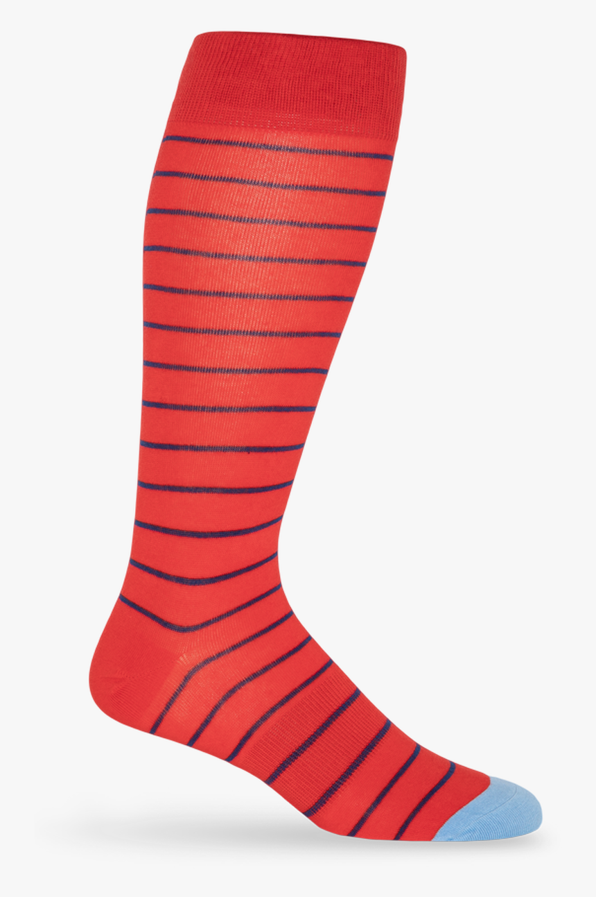 Red Sock With Navy Blue Stripes, HD Png Download