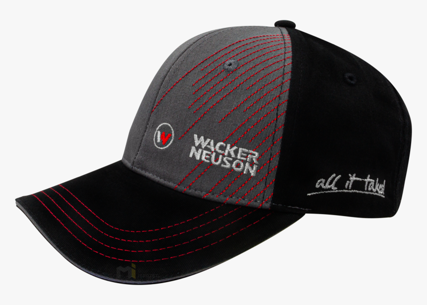 Black Baseball Cap Wacker Neuson With Red Stripes, HD Png Download
