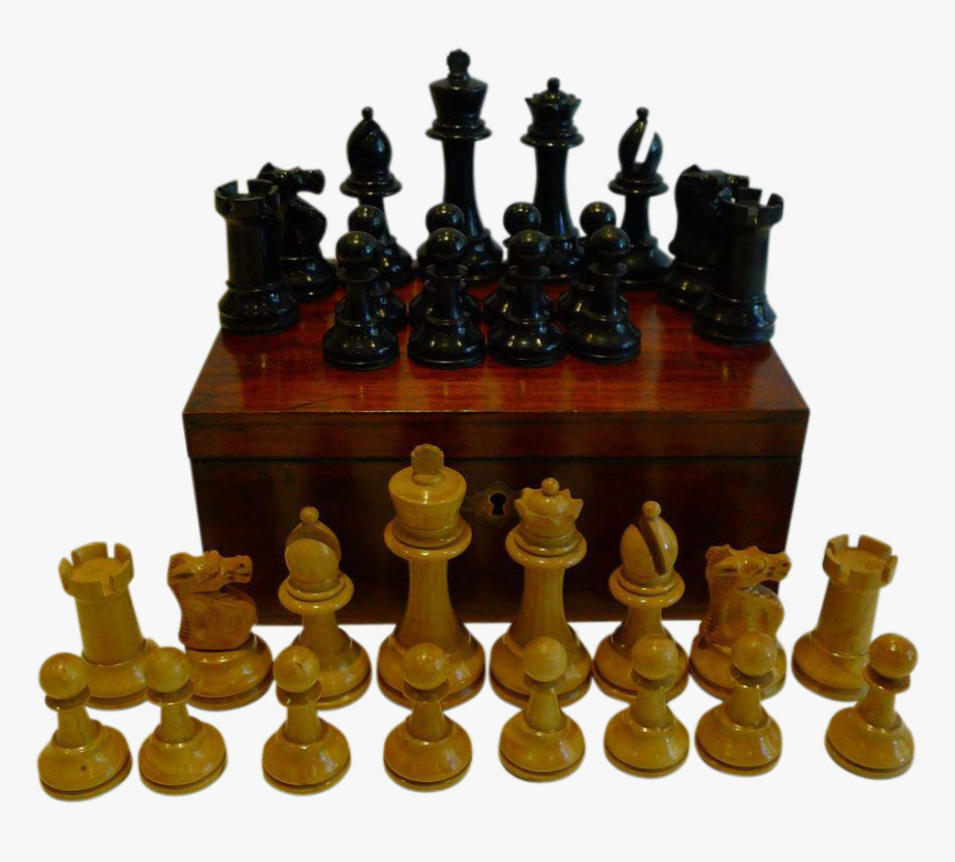Antique English Weighted Boxwood Chess Set With Storage - Chess, HD Png Download