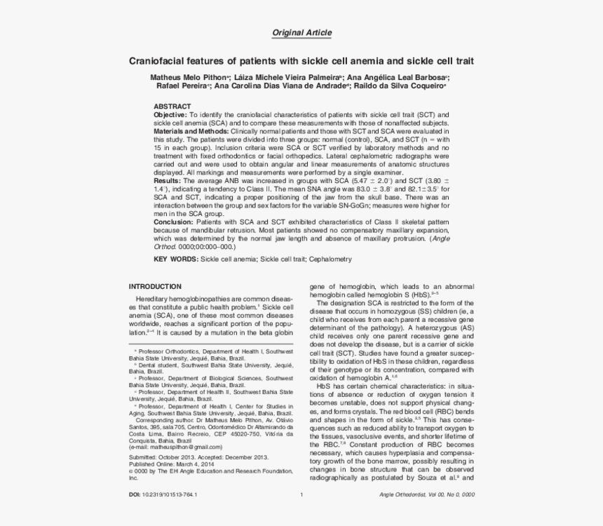 Orthodontic Treatment Sickle Anemia, HD Png Download