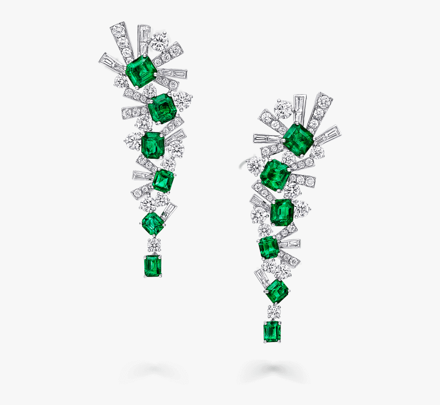 15 Cts Colombian Emerald And Diamond Threads Earrings - Emerald Diamond Earrings 2019, HD Png Download