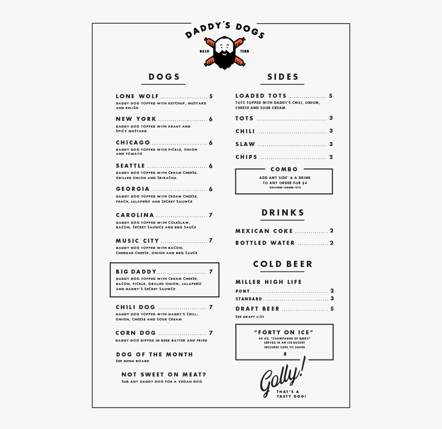 Menu Website-01 - New York Big Daddy Menu, HD Png Download
