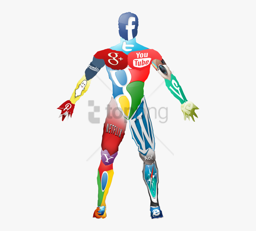 Free Png Social Media Icon Body Collage - Social Media Icon Collage, Transparent Png