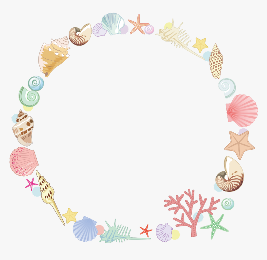 #star #sea #summer #seastar #shell #coral #colorful - Seashell Frame Png, Transparent Png